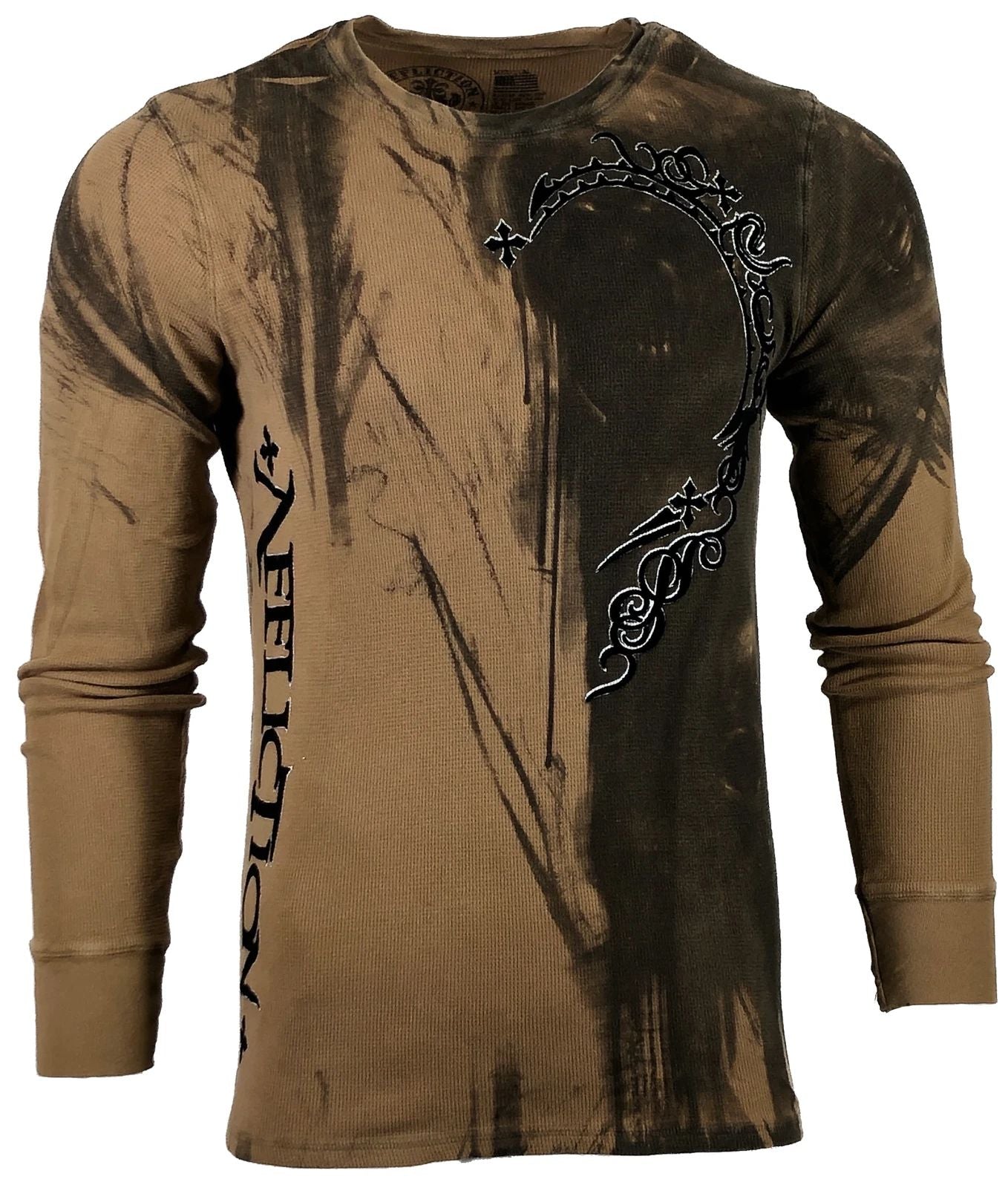 AFFLICTION Men's Thermal Shirt DARK NIGHT Biker Skulls Tattoo S-5XL