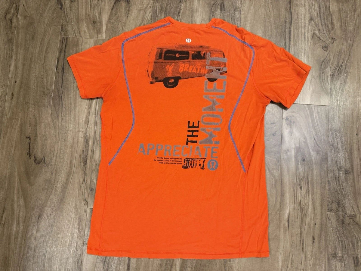 Lululemon Mens XXL Orange Graphic T Shirt The Moment Appreciate