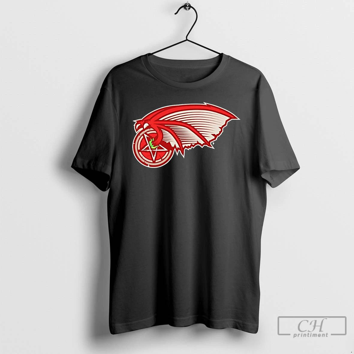 Classic Detroit Red Wings X Summoning Circle Halloween Logo T Shirts