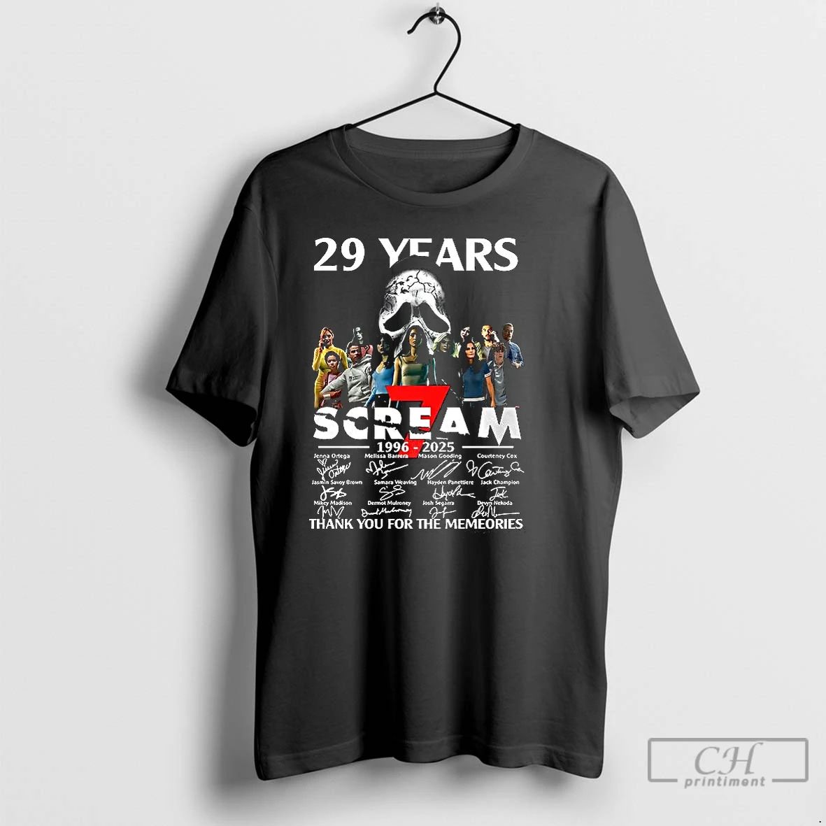 Premium Scream 7 29 Years Anniversary Thank You For Memories Actors Signature T Shirts
