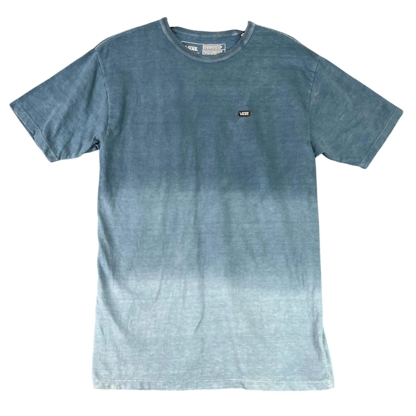 Vans Ombre T Shirt Mens Medium Blue Dip Dye Classic Fit Short Sleeve Logo
