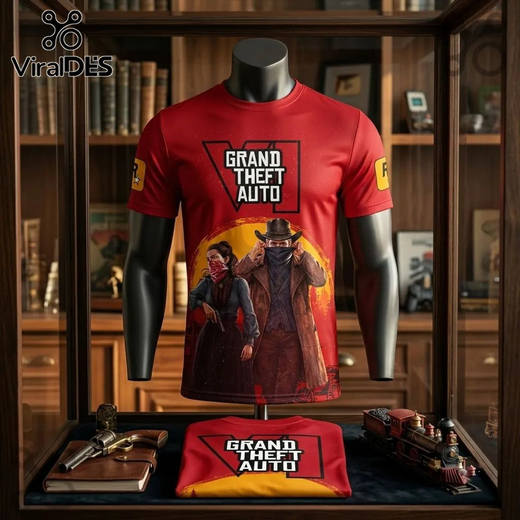 Grand Theft Auto VI Red Western Themed Shirt