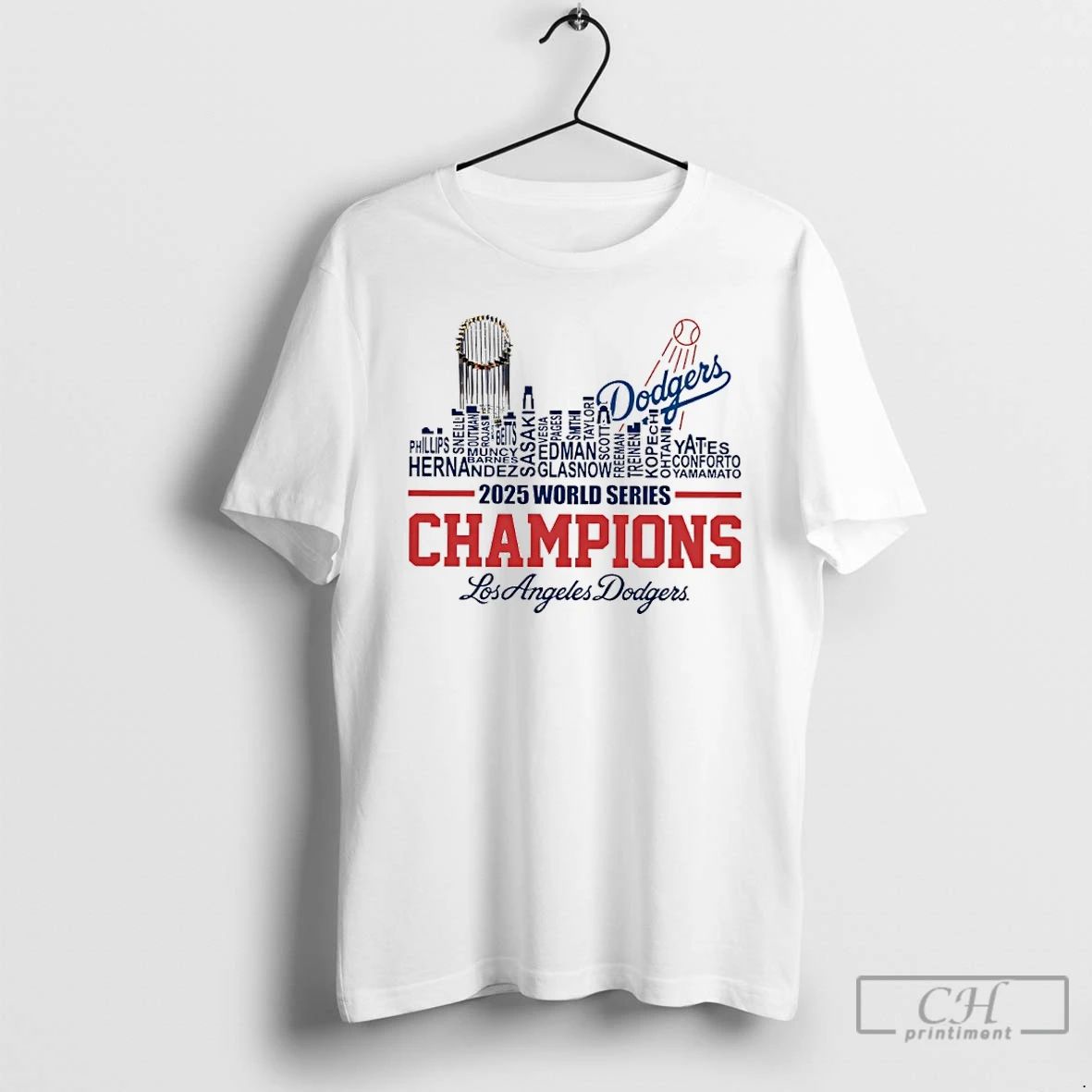 Classic Dodgers 2025 World Series Champions Player Name City Skyline T Shirts