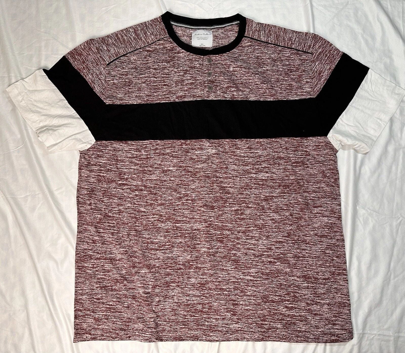 Modern Culture Mens Size 4XL T-Shirt Colorblock Red White Black Cotton Blend NWT