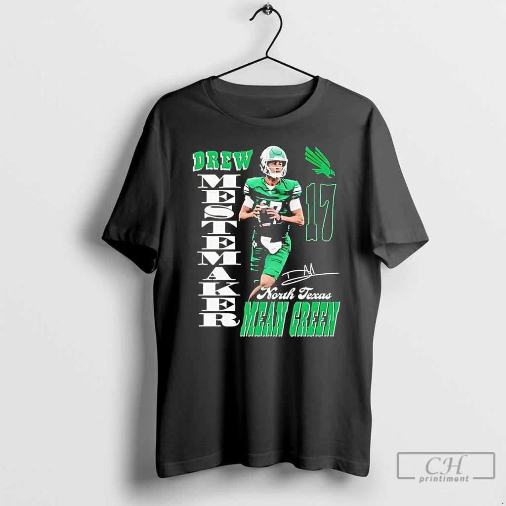 Premium Drew Mestemaker Portrait North Texas Mean Green T Shirts
