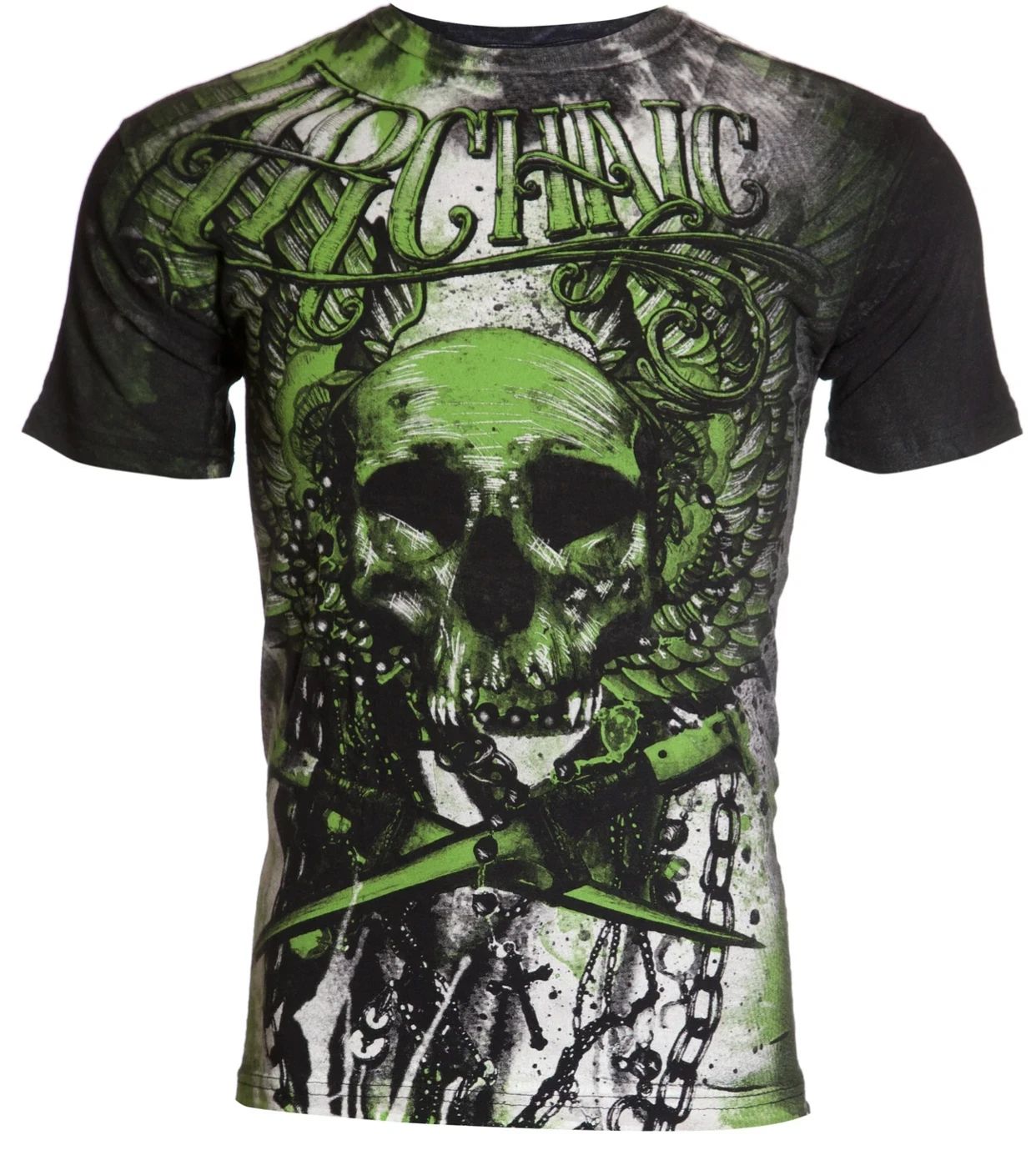 Archaic By Affliction Men's T-Shirt CADAVEROUS Cross Skull Biker M-3XL