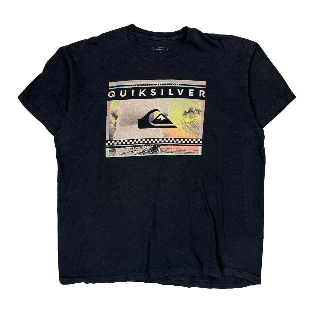 Surfing Quiksilver Graphic T-Shirt - Medium Black Cotton