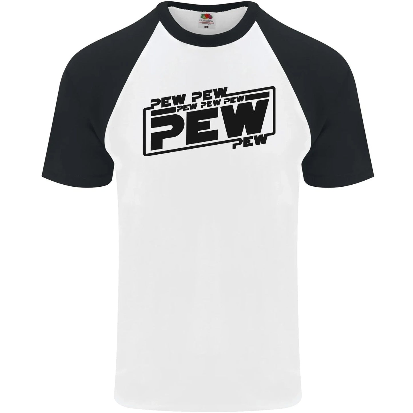 Pew Pew Pew Funny SCI-FI Movie Lightsaber Mens S/S Baseball T-Shirt