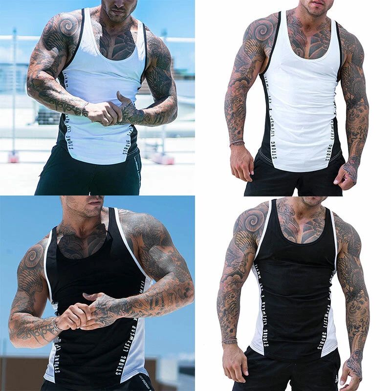 Men's Gym Vest Racerback Bodybuilding Muscle Workout Singlets Fitness new