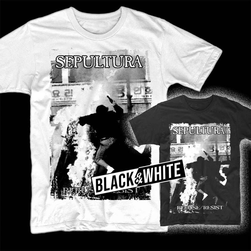 Sepultura Refuse Resist album T shirt BLACK WHITE  Cavalera Conspiracy
