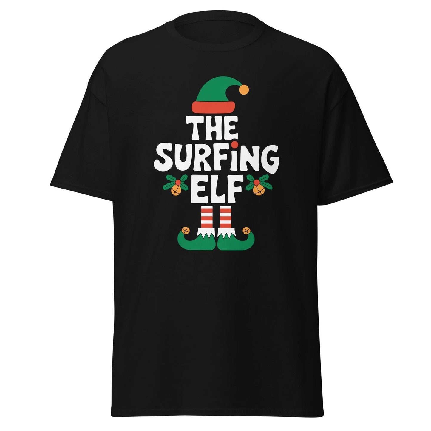 The Surfing Elf T-Shirt Xmas Santa Claus Funny Christmas Shirt
