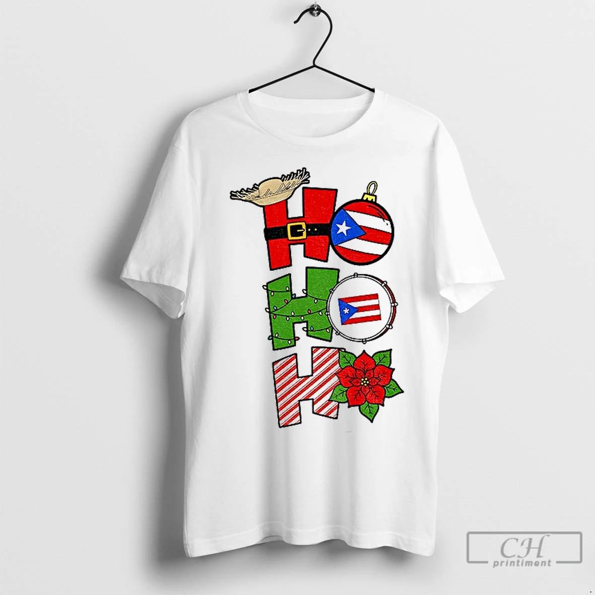 Classic Ho Ho Ho Bad Bunny Navidad Boricua Puerto Rico Flag Merry Christmas