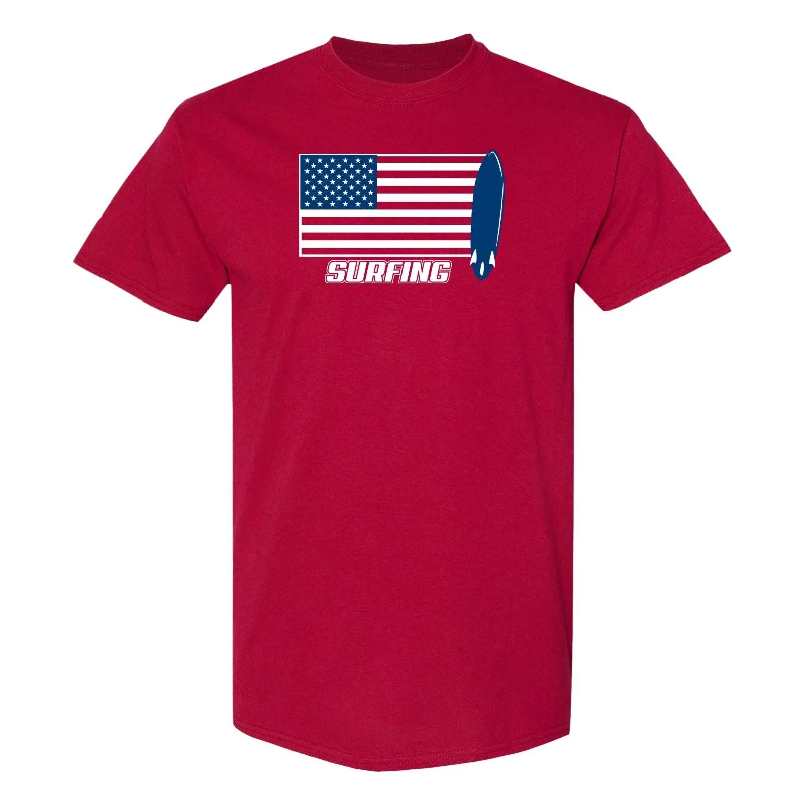 Surfing USA Flag Board T-Shirt - Cardinal
