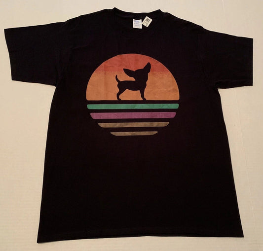 NEW Chihuahua Silhouette Tee T-Shirt Size Large Black 100% Cotton For Dog Lover