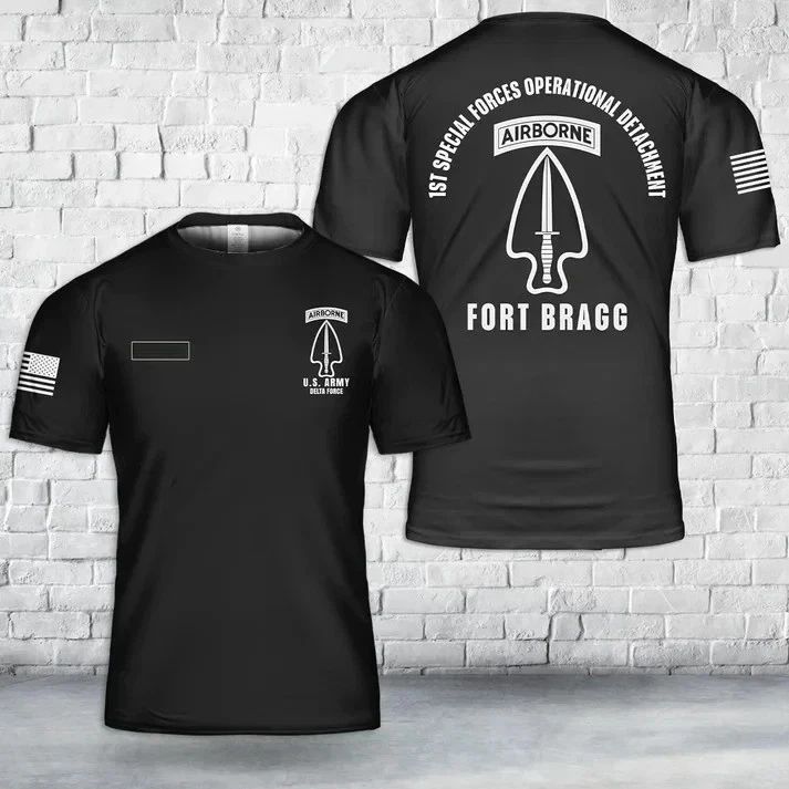 Custom Name US Army Delta Force 1st SFOD-D Airborne T-Shirt 3D