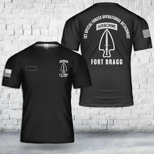 Custom Name US Army Delta Force 1st SFOD-D Airborne T-Shirt 3D