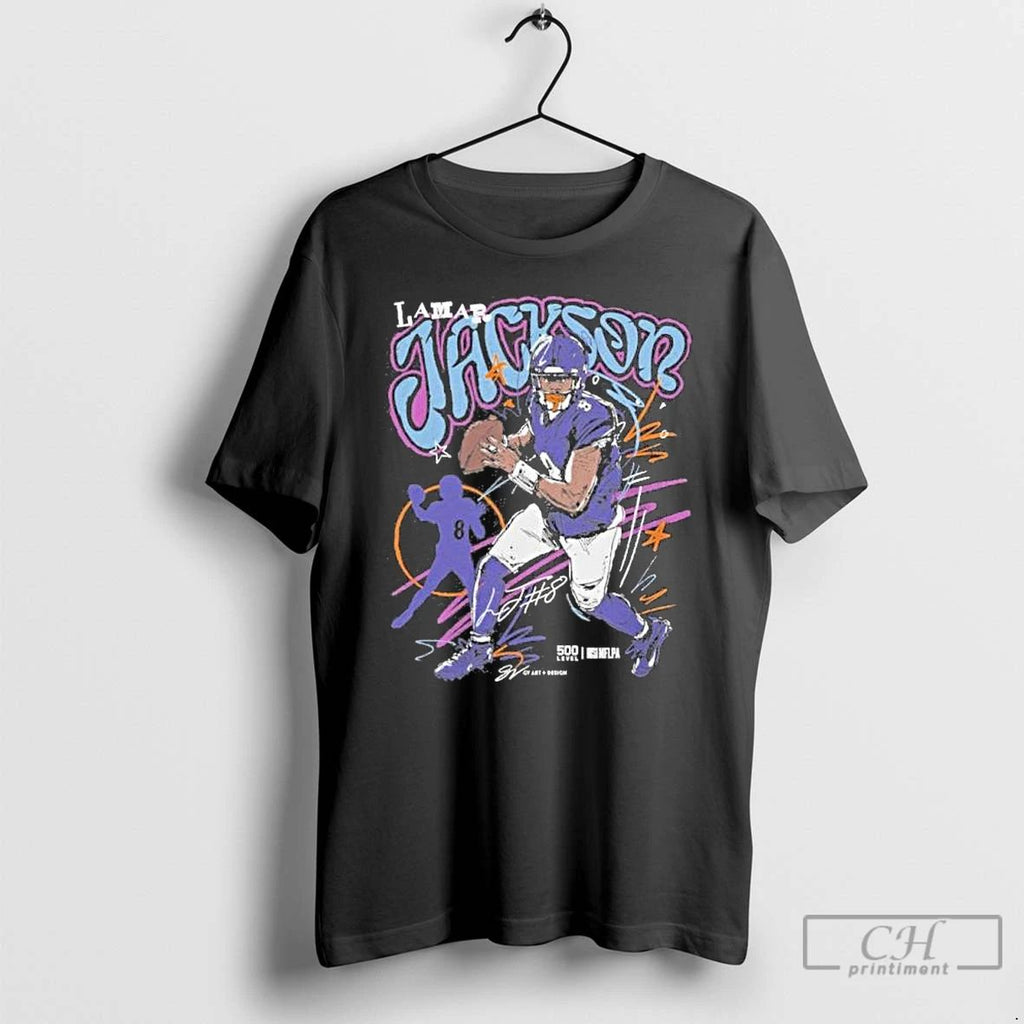 Premium Lamar Jackson Baltimore Ravens Scribble T Shirts