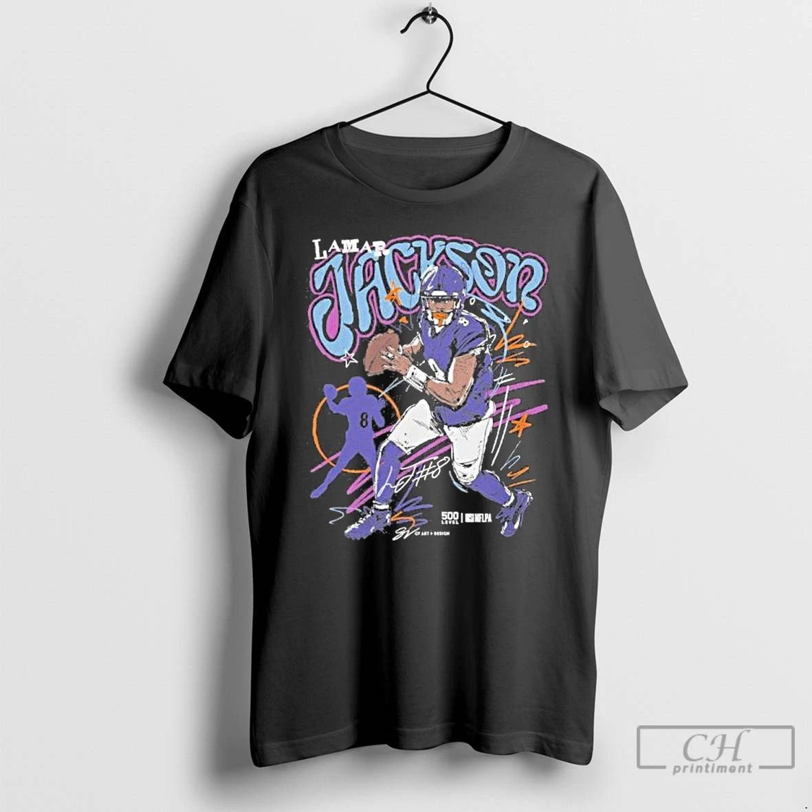 Premium Lamar Jackson Baltimore Ravens Scribble T Shirts