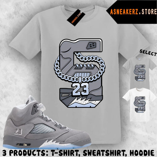 Tee Shirt Matching AJ 5 Wolf Grey 2026 To Match Sneaker Retro Number 5s T-Shirt