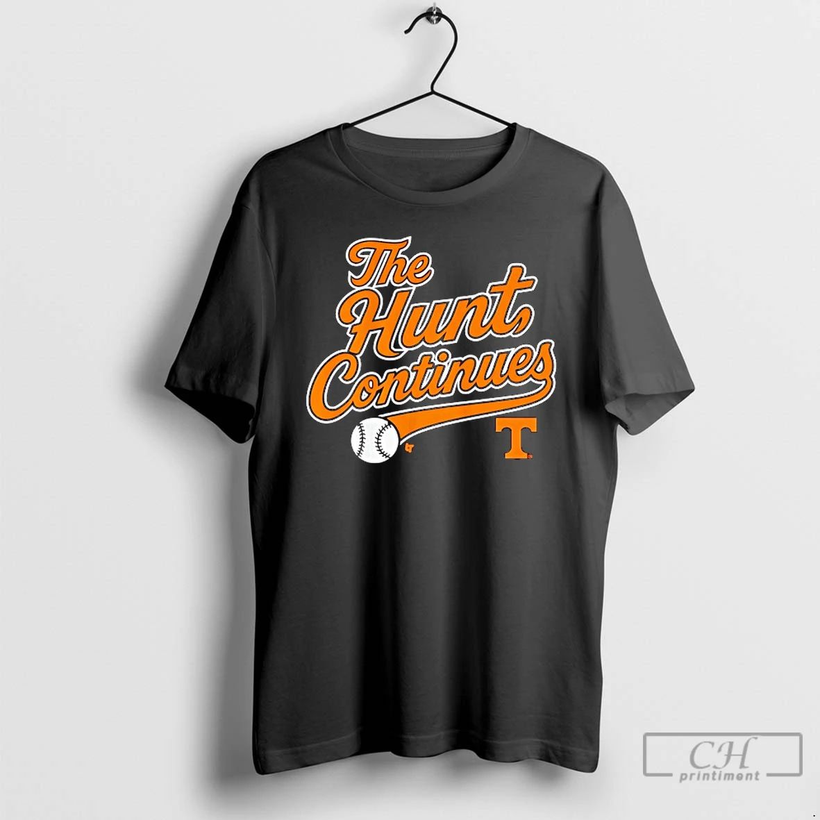 Classic Tennessee Volunteers Baseball The Hunt Continues Logo T Shirts