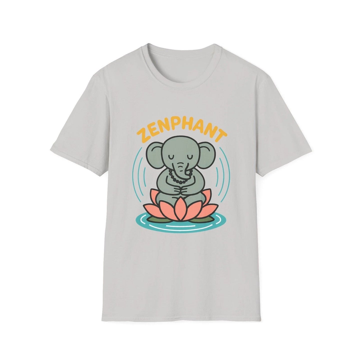 Unisex Softstyle T-Shirt Cartoon Elephant Meditation Yoga Zen Lotus Tee