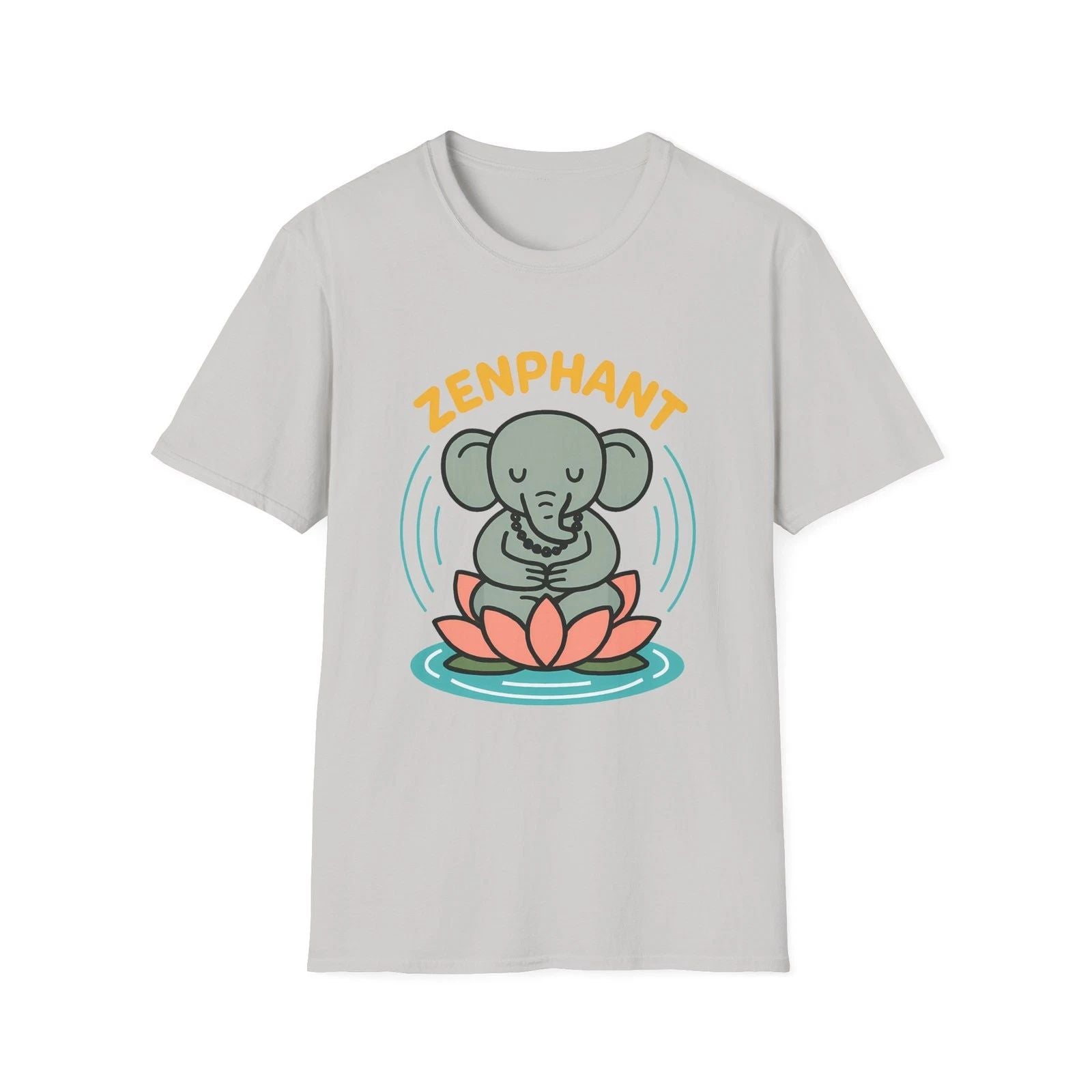 Unisex Softstyle T-Shirt Cartoon Elephant Meditation Yoga Zen Lotus Tee