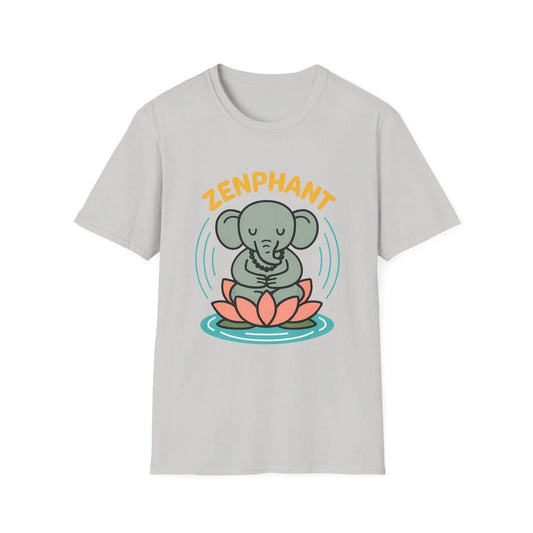 Unisex Softstyle T-Shirt Cartoon Elephant Meditation Yoga Zen Lotus Tee