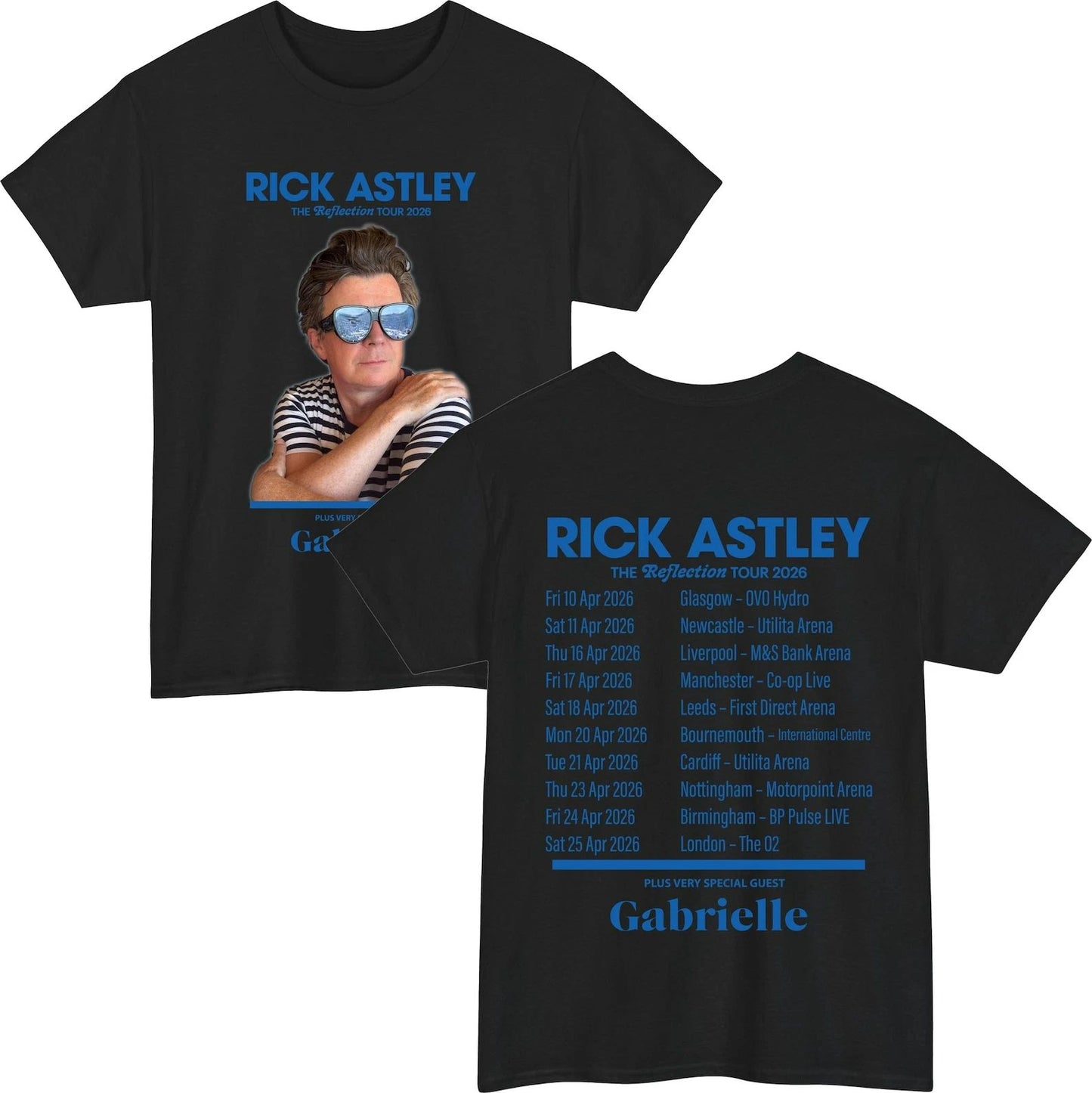 Rick Astley Reflection Tour 2026 T-Shirt Vintage Concert Tour Dates Back Print