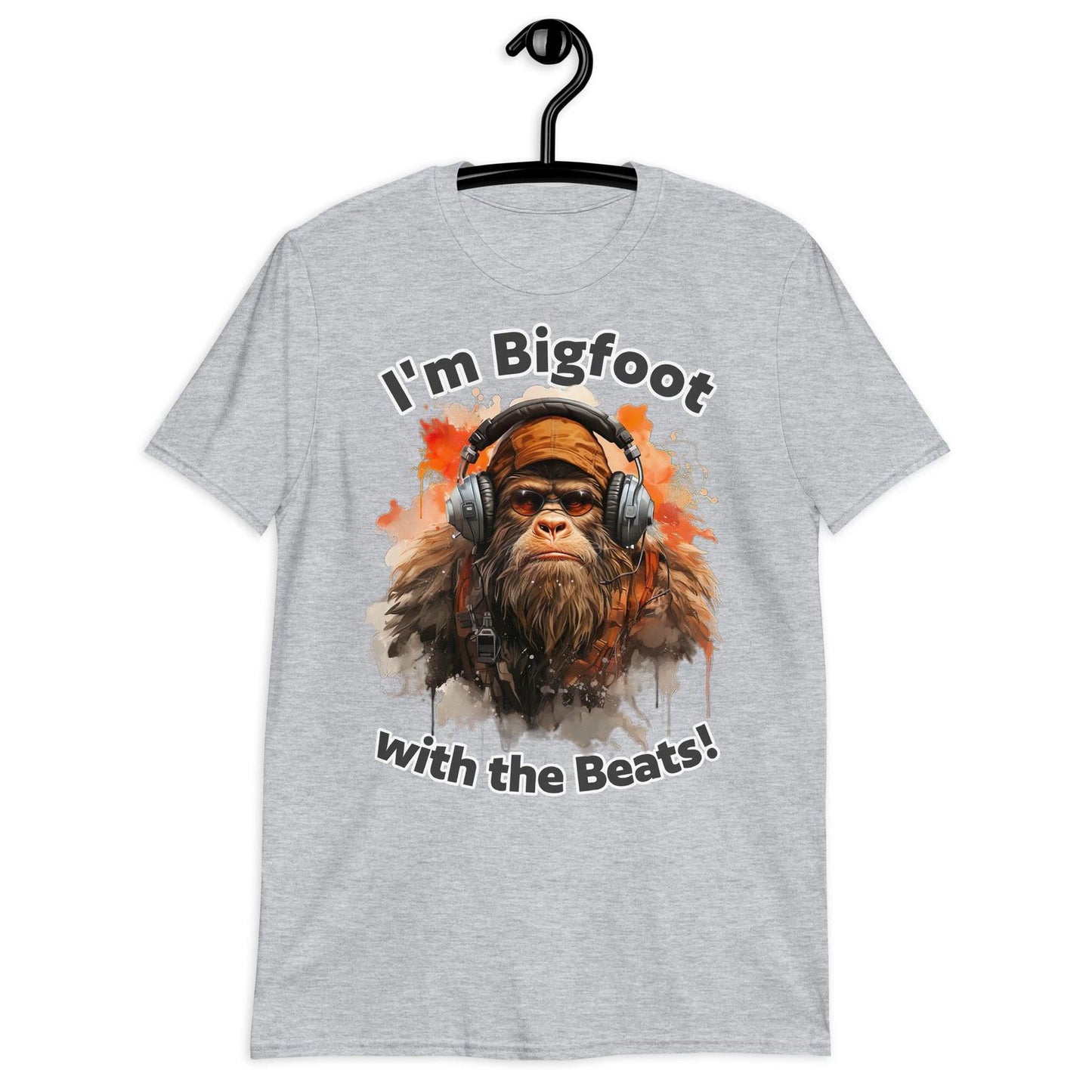 Stylish T-Shirt Sasquatch & Headphones "I'm Bigfoot with the Beats!" Tee Shirt