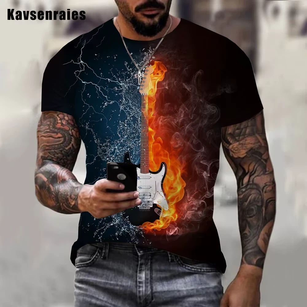 Guitar T-Shirt - Black ST Flame