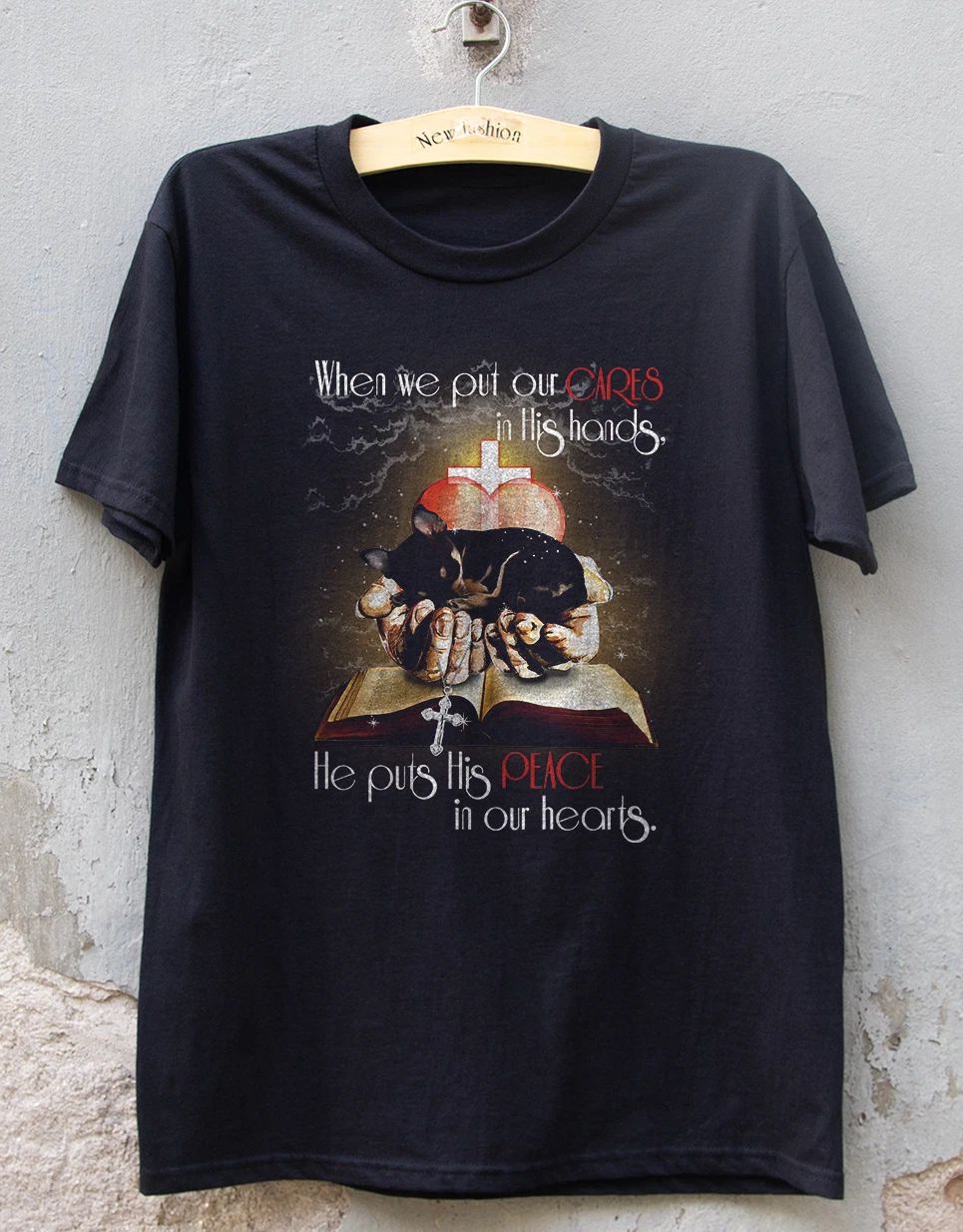 HOT! Chihuahua On Gods Hand For Dog Lover Black Heavy Cotton T-Shirt