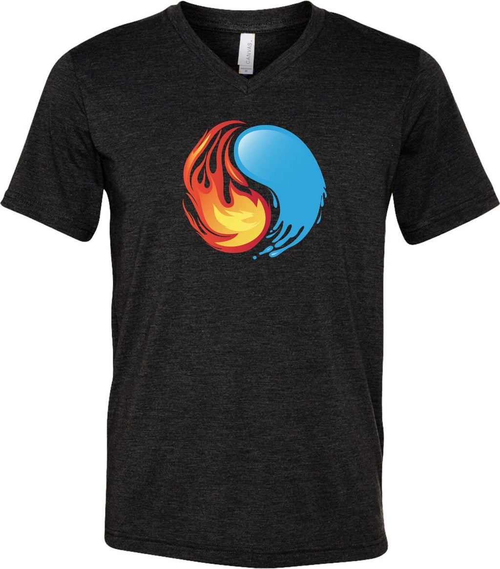 Yoga T-shirt Yin Yang Fire and Water Lightweight Triblend V-neck