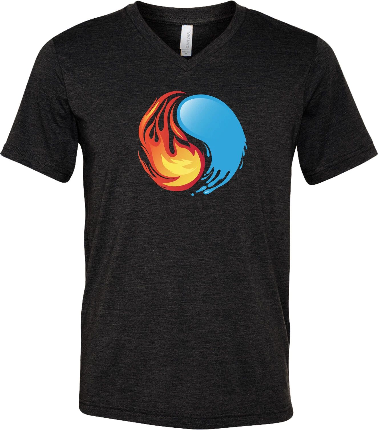 Yoga T-shirt Yin Yang Fire and Water Lightweight Triblend V-neck
