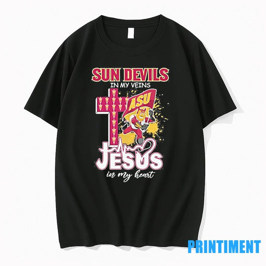 Arizona State Football Mascot In My Veins Jesus In My Heart Tshirts Sweater