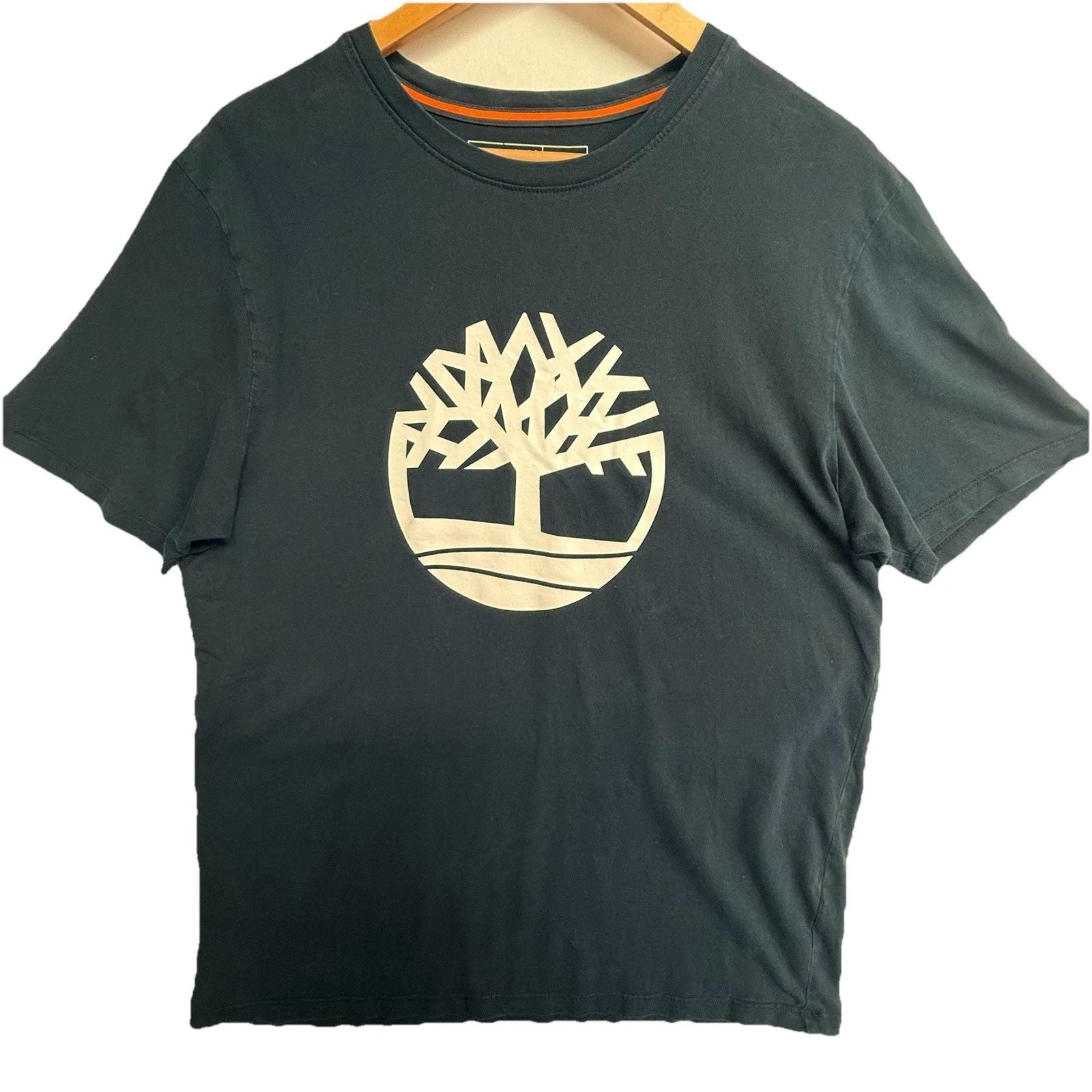 Timberland Logo T Shirt Mens Large Blue Organic Cotton Graphic Tee