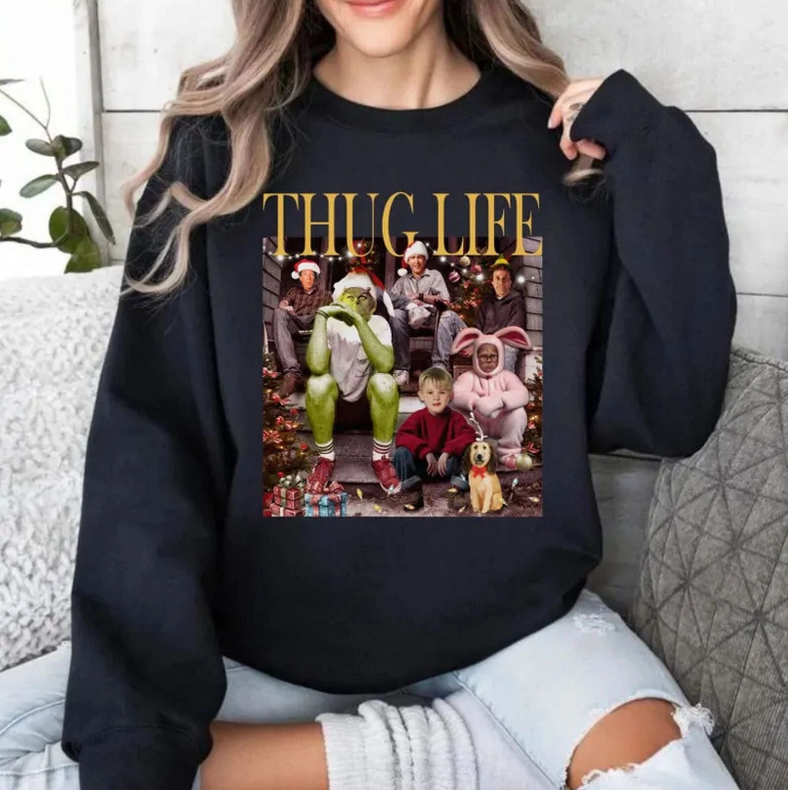 Trump Thug Life Christmas Sweatshirt, Christmas Movie Shirt Gift for Friends