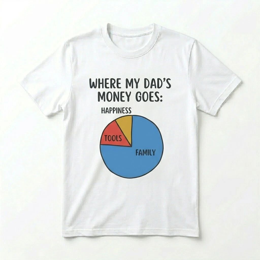 Funny Dad T-Shirt Where My Dads Money Goes Tools Family Pie Chart Graphic Tee