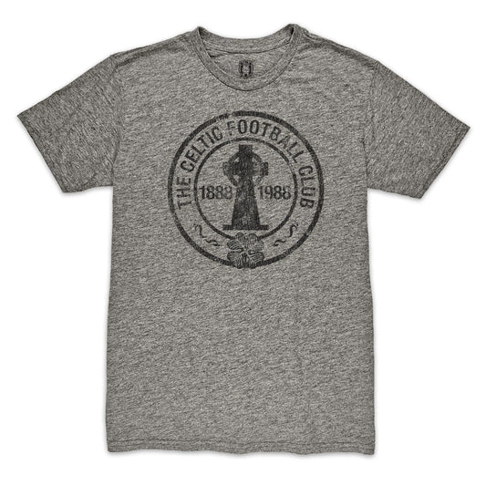 CELTIC FC Retro Badge Premium Triblend Slub Gray T-Shirt - 1863FC