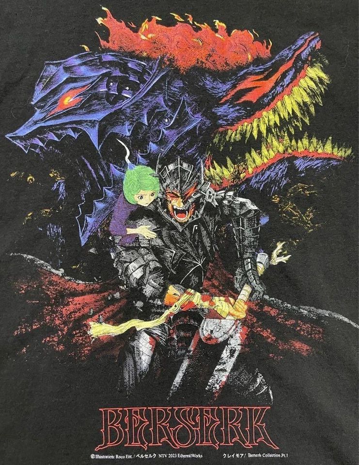 Berserk Anime Manga 90s Retro style Black T shirt Unisex tee