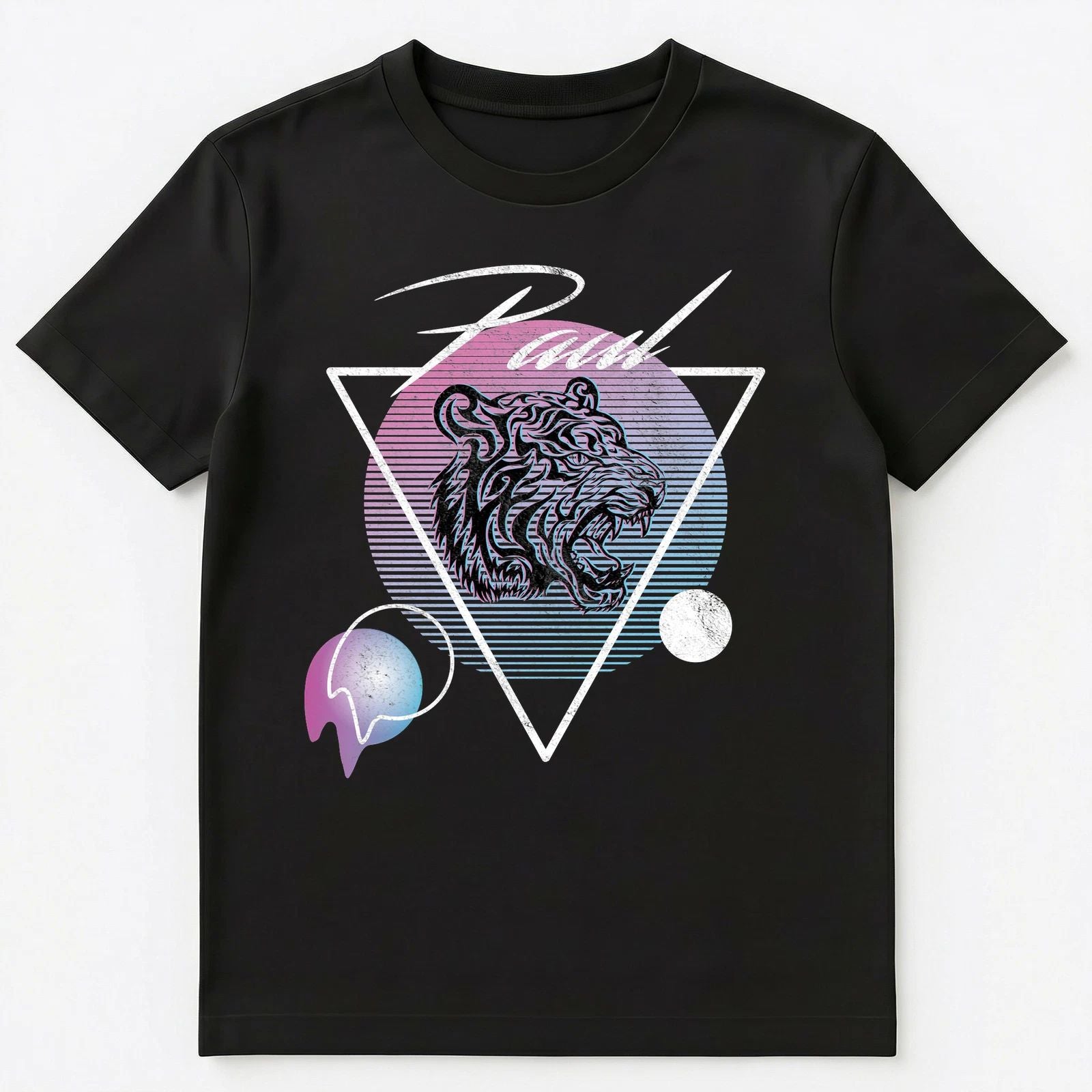 Paul Name Retro Vaporwave Aesthetic Art Style Tiger Unisex T-Shirt