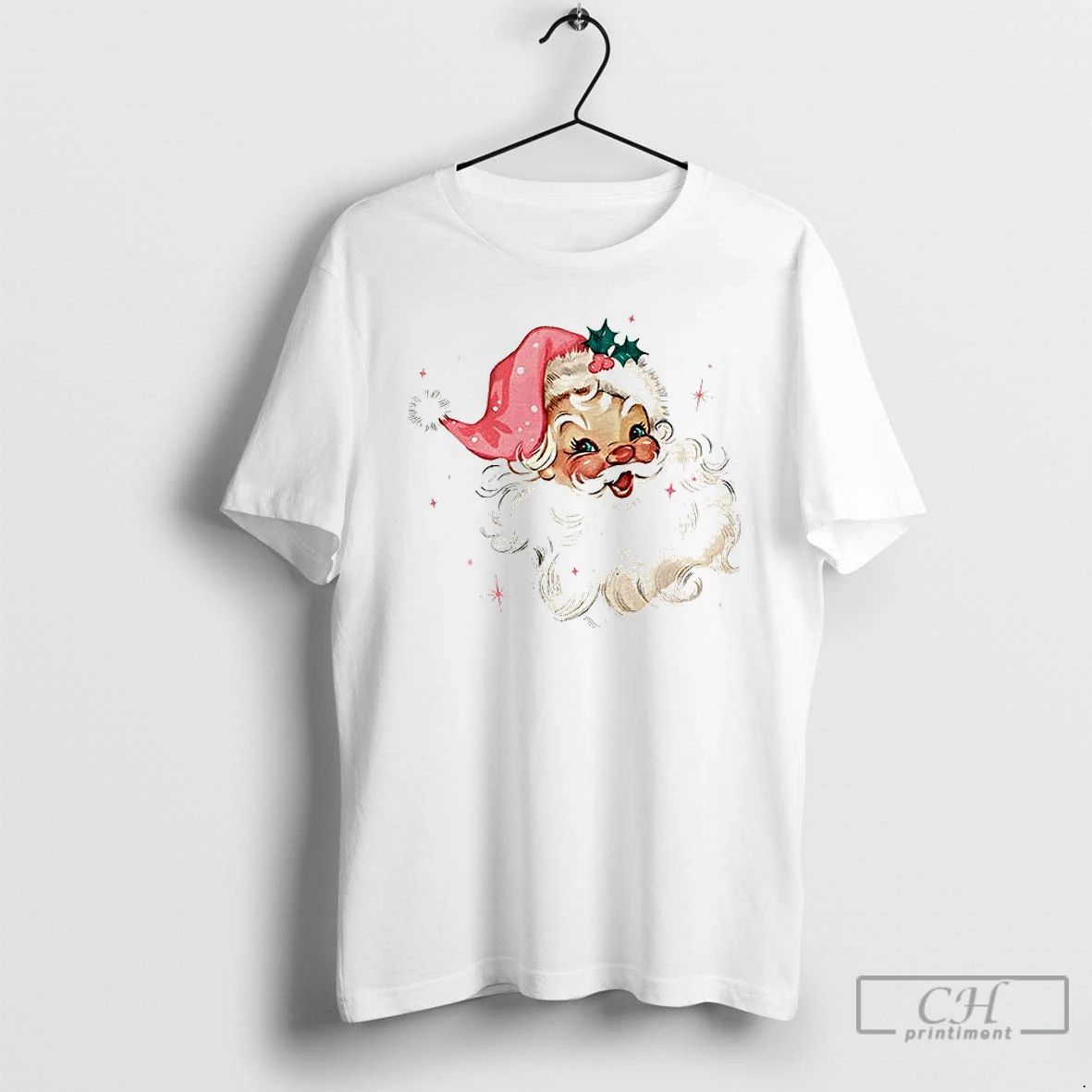 Classic Pink Santa Claus Pink Merry Christmas 2025 T Shirts