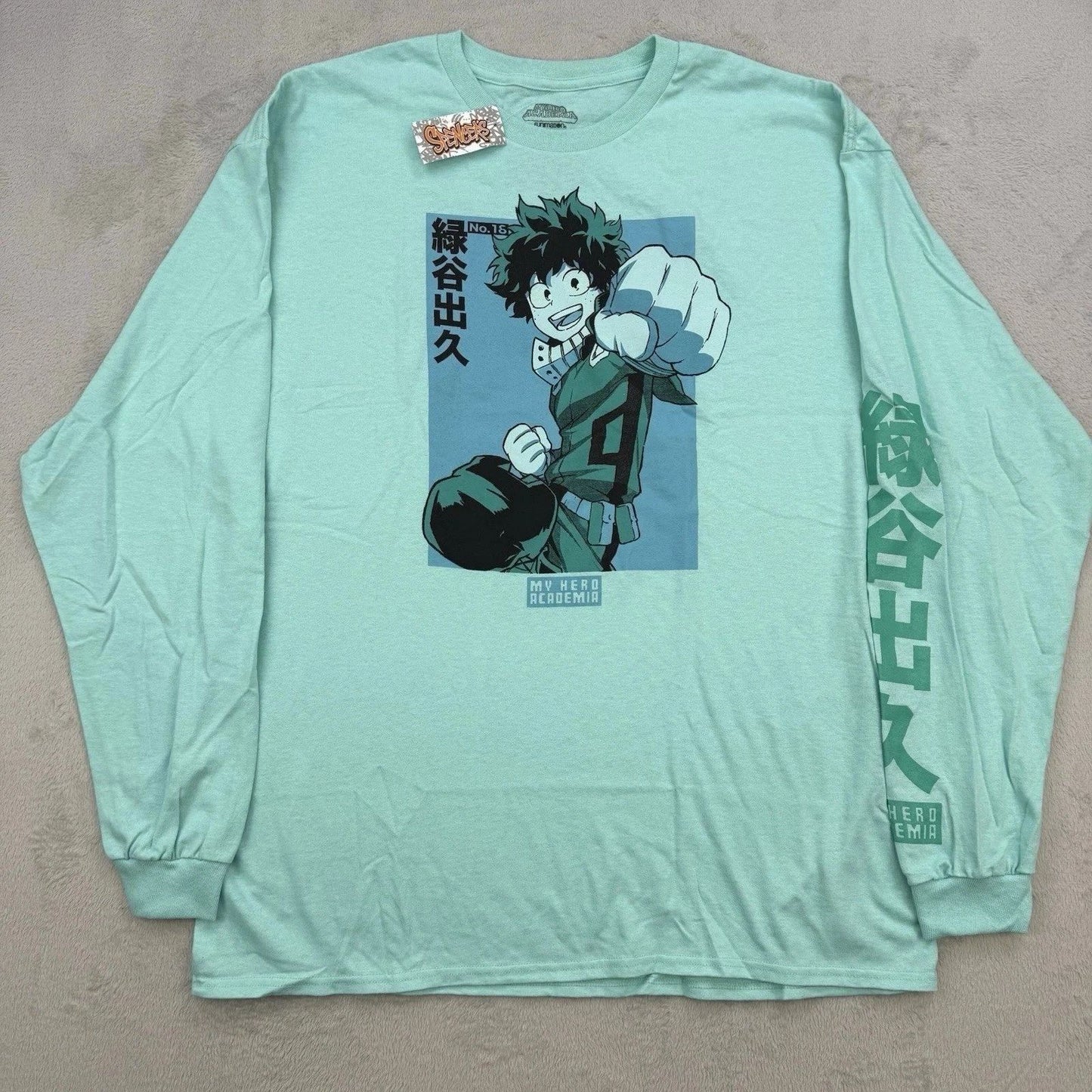 My Hero Academia Shirt Unisex Large Deku Long Sleeve T Shirt Green Funimation