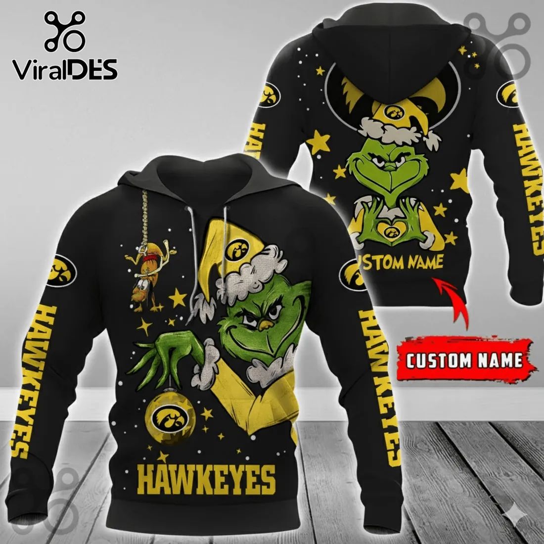 Iowa Hawkeyes Grinch Christmas Holiday Hoodie