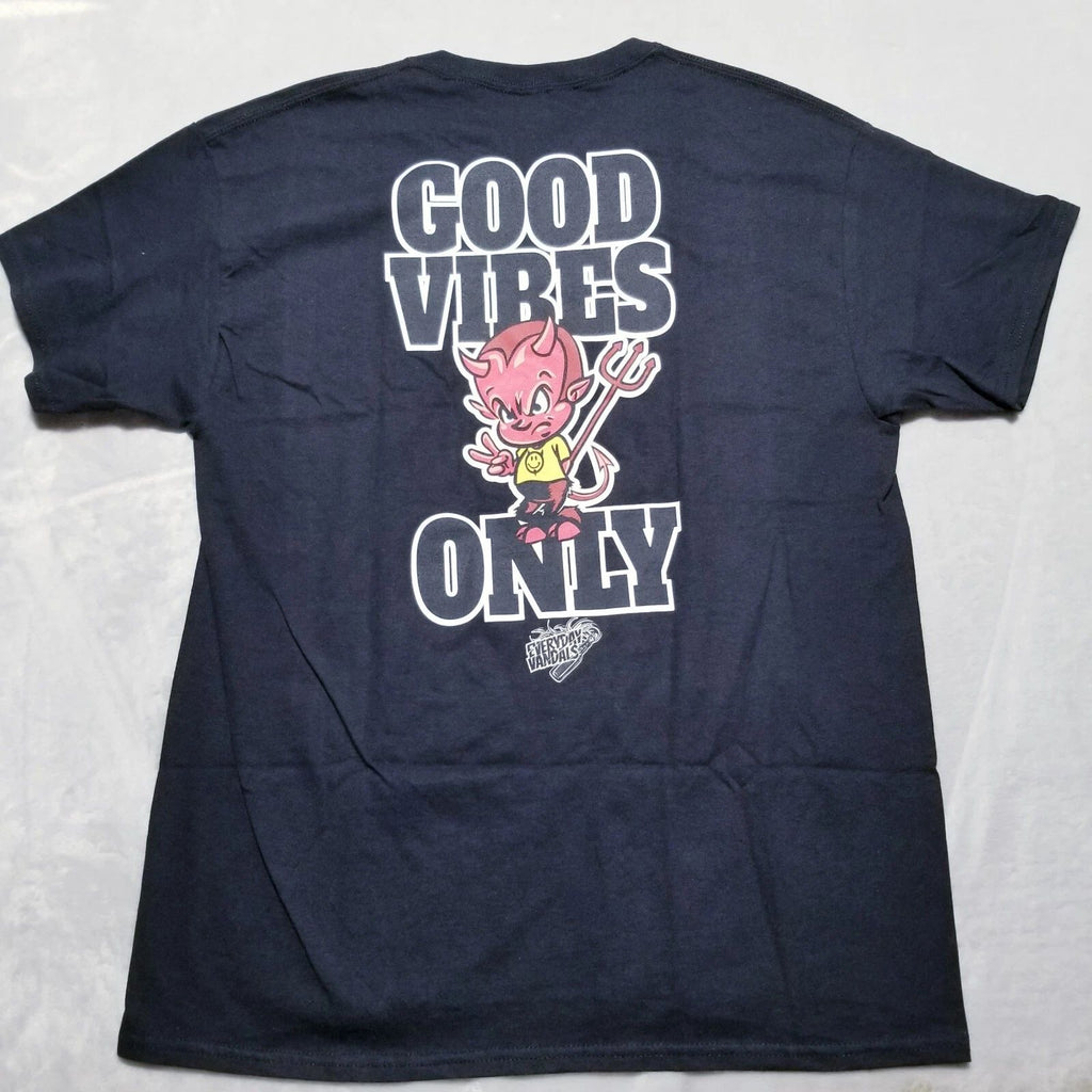 NEW EVERYDAY VANDALS GOOD VIBES ONLY DEVIL TEE T SHIRT Mens XL streetwear Black