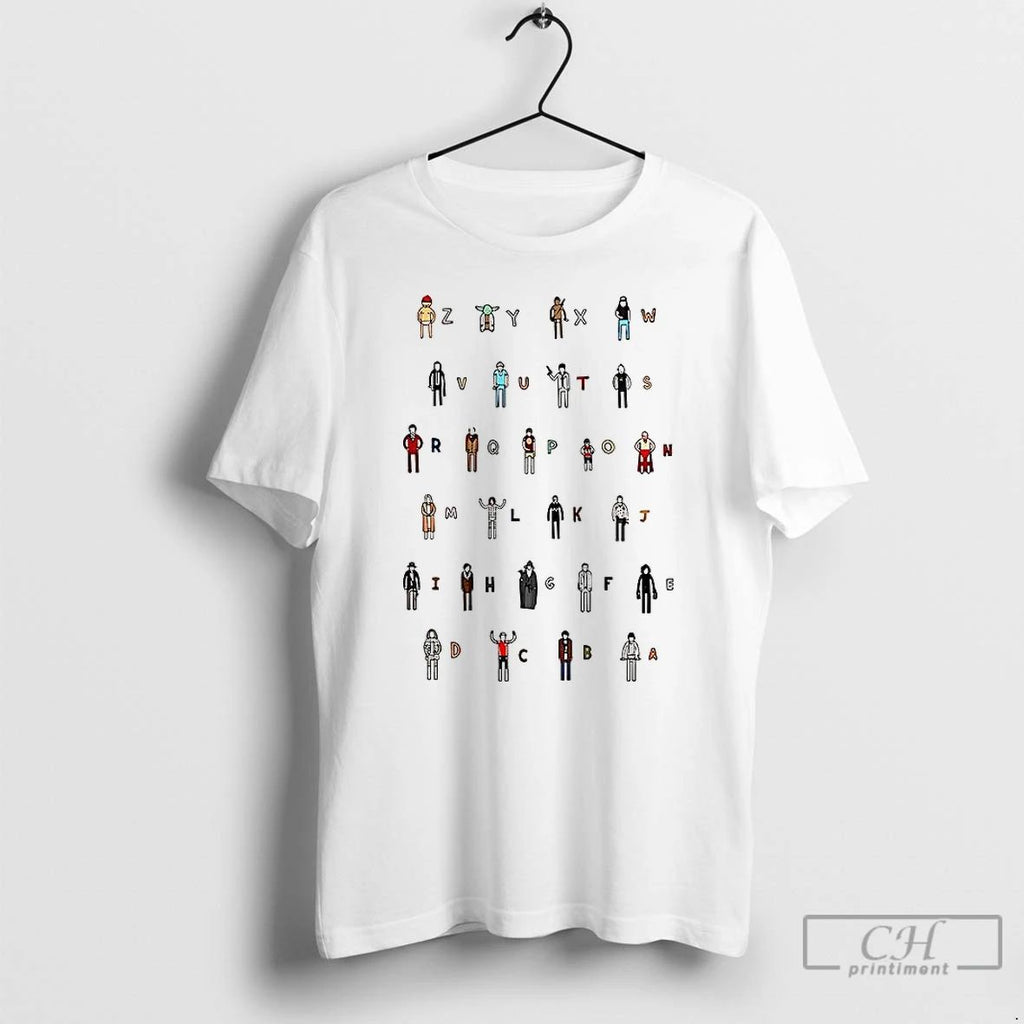 Classic Z A Movie Characters Alphabet T Shirts
