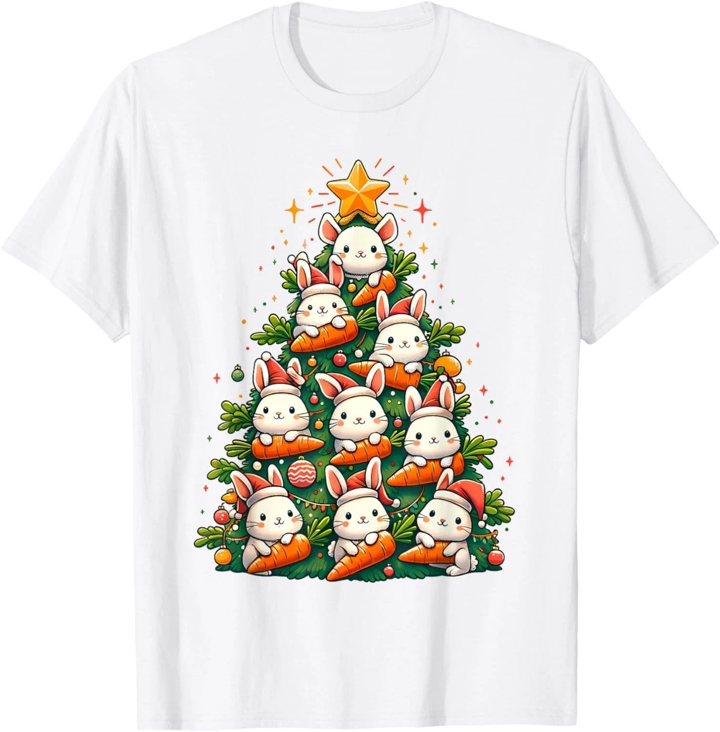 Kawaii Bunny Christmas Tree Cartoon Animals Rabbit T-Shirt
