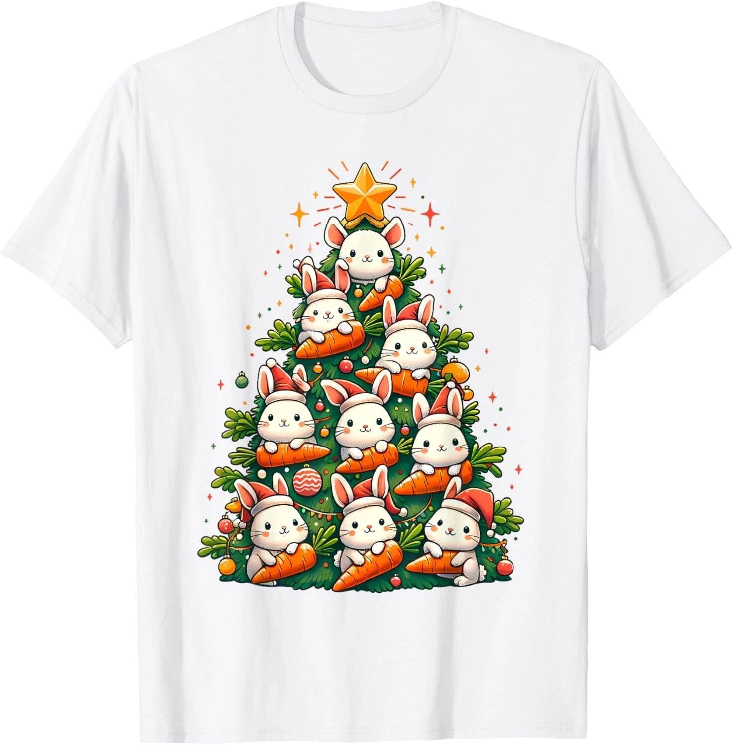 Kawaii Bunny Christmas Tree Cartoon Animals Rabbit T-Shirt