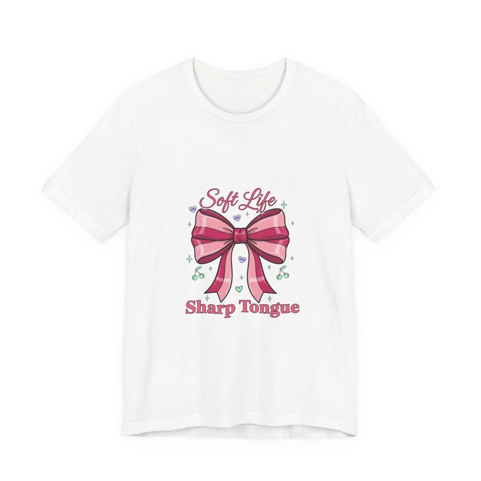 Soft Life Sharp Tongue Tee | Coquette Ribbon Humor, Pastel Lace Aesthetic