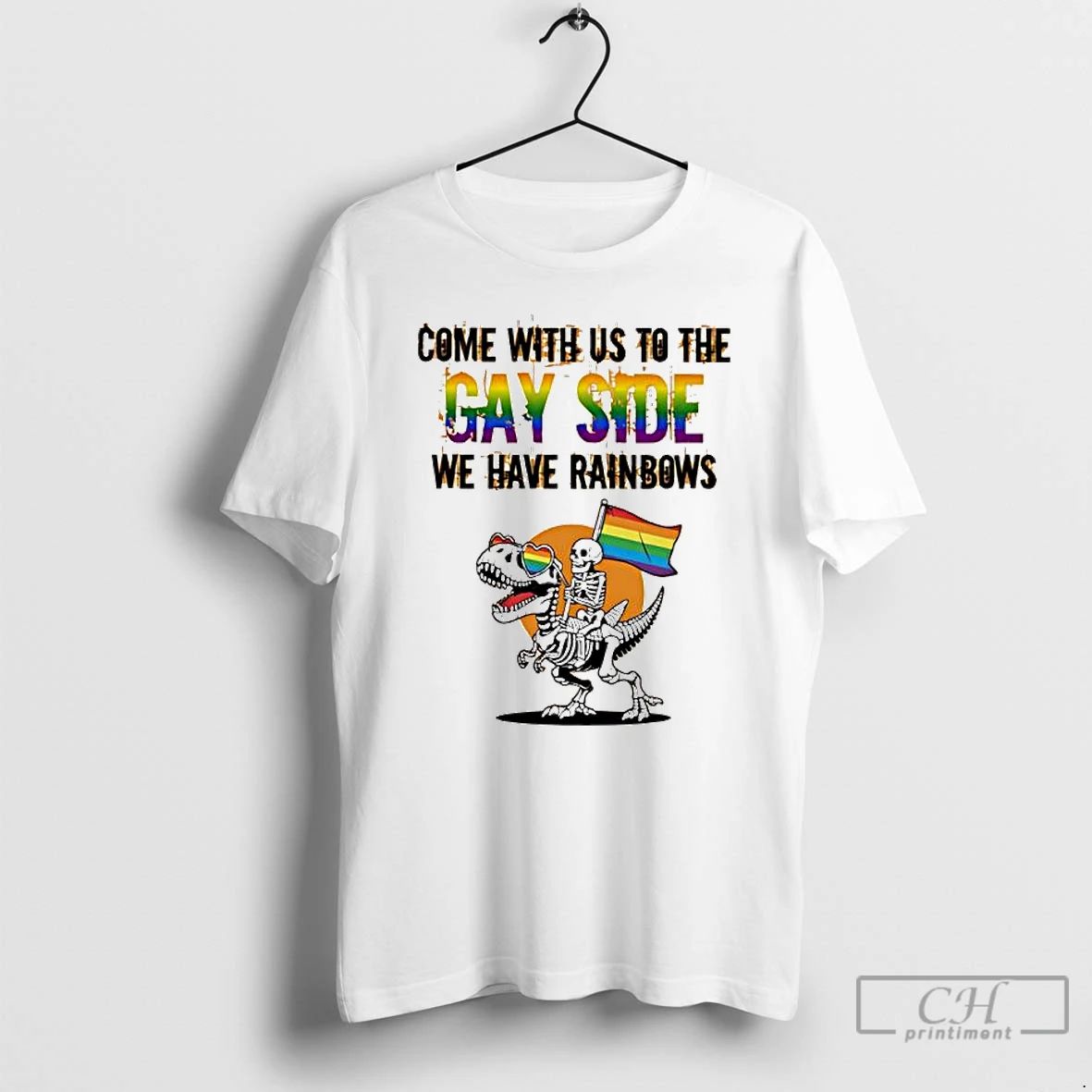 Premium Skeleton Riding A Tyrannosaurus Rex Come With Us To The Gay Side We Have