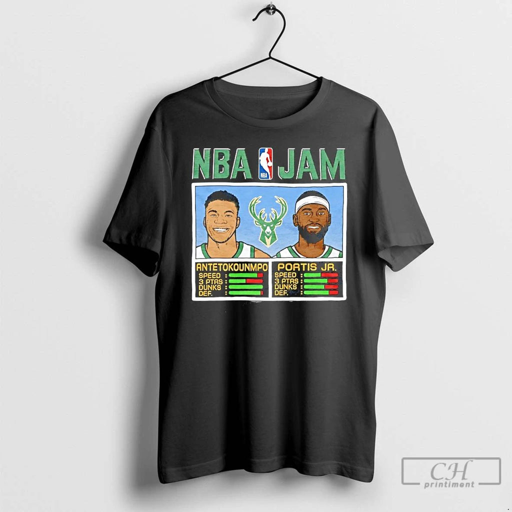Classic Nba Jam Milwaukee Bucks Antetokounmpo And Portis Jr T Shirts